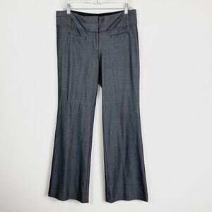 Express Editor Grey Striped Wide Waistband Flare Leg Trouser Pants